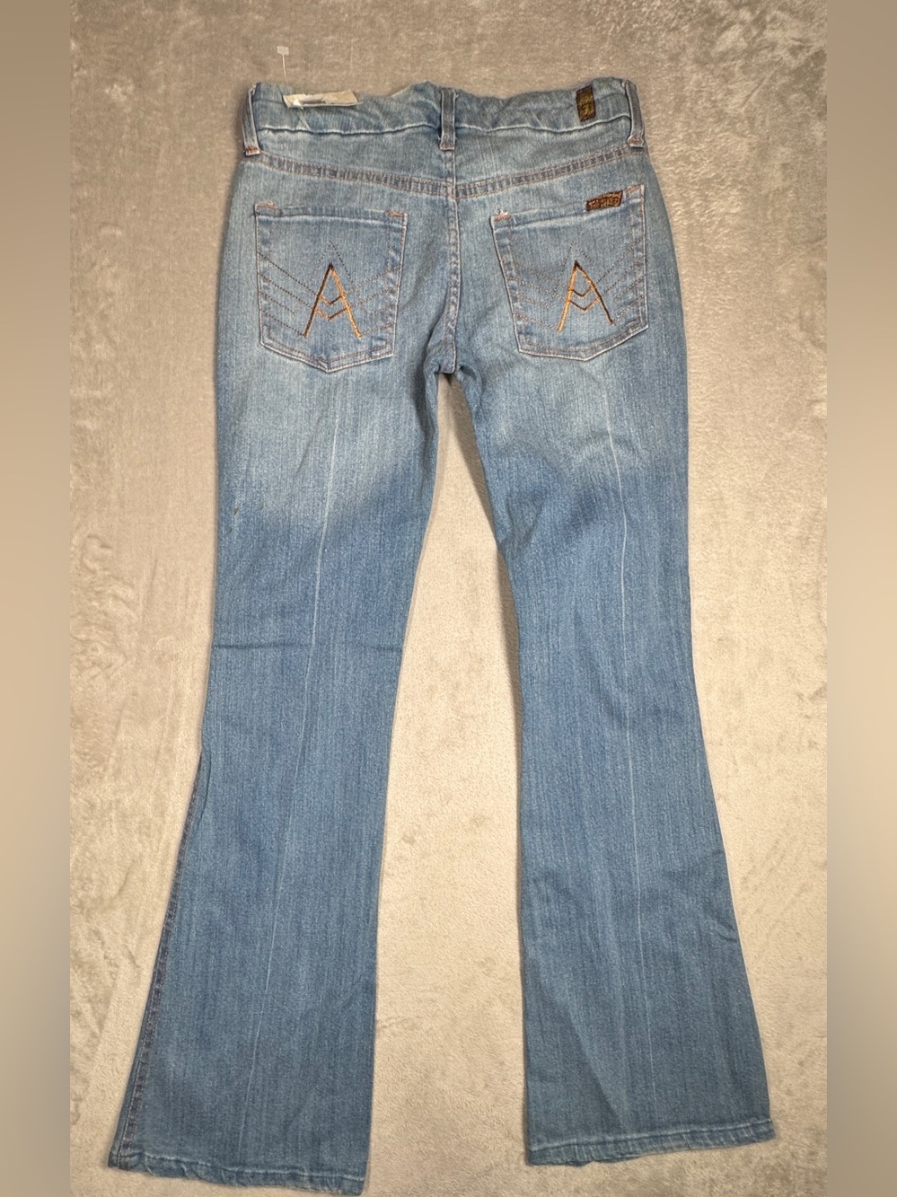 NWT Deadstock Y2K 7 For All Mankind Embroidered A Pocket Bootcut Blue Jeans 24